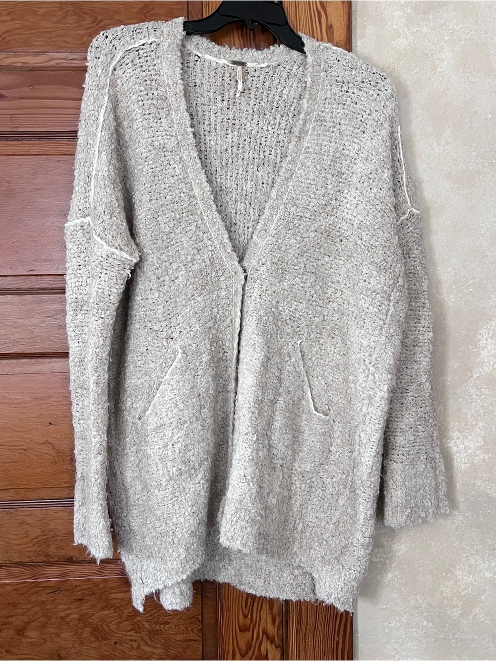 Free People Bohemian Granola Oversized Beige Cardigan Alpaca Wool Blend Size S